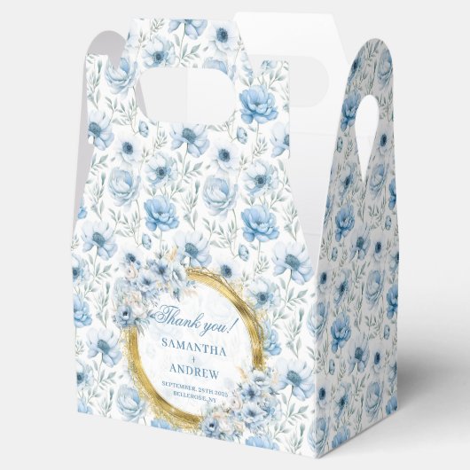 Romantische Boho Pastel Blauw Goud bruiloft Dank u Bedankdoosjes (Geopend)