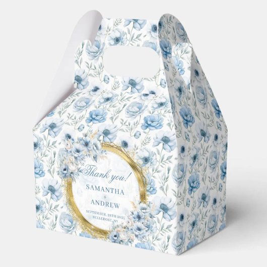 Romantische Boho Pastel Blauw Goud bruiloft Dank u Bedankdoosjes