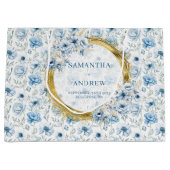 Romantische Boho Pastel Blauw Goud Trouwcadeau Tas Groot Cadeauzakje (Voorkant)