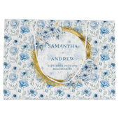 Romantische Boho Pastel Blauw Goud Trouwcadeau Tas Groot Cadeauzakje (Achterkant)