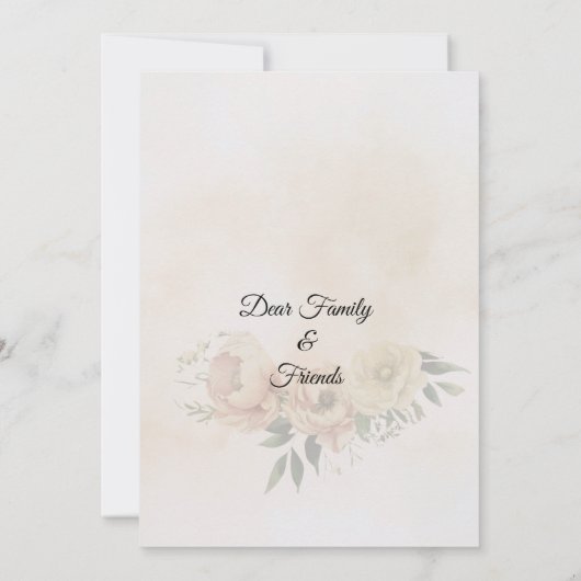 Romantische Boho pioenen & groen Elegante bruiloft Bedankkaart (Achterkant)