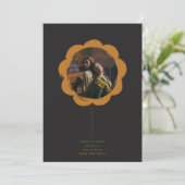 Romantische Boho Retro Geschilderde Bloem Frame Fo Save The Date (Staand voorkant)