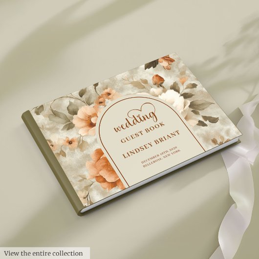 Romantische Boho Roestige Ivoor Sage Bloemen Bruil Gastenboek