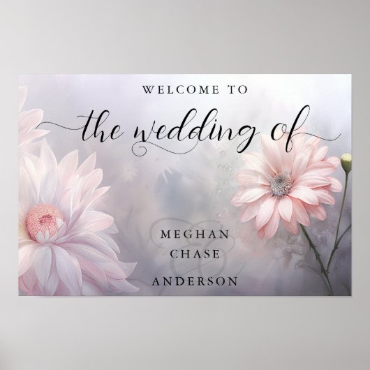 Romantische BOHO Roze Daisies Poster (Voorkant)