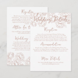Romantische Boho Roze Roze Bloemige Trouwdetails Informatiekaartje