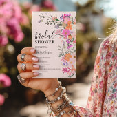 Romantische boho roze wilde bloementuin vrijgezell kaart