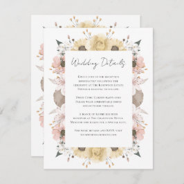 Romantische Boho Rustieke Bloemen Neutrale Fotobru Informatiekaartje