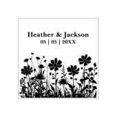 Romantische Boho rustieke Wildbloemen Trouwnamen Rubberstempel (Afrduk)