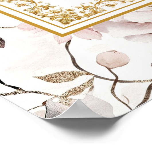 Romantische boho stoffige roze bloemen goud 8x10 t poster (Hoek)