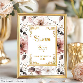 Romantische boho stoffige roze bloemen goud 8x10 t poster