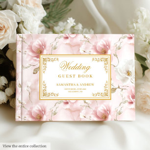 Romantische boho stoffige roze gouden bruiloft gas gastenboek