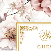 Romantische boho stoffige roze gouden bruiloft gas gastenboek