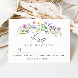 Romantische Boho Tuin Wilde Bloemen Trouw RSVP Kaa Kaart