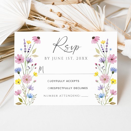 Romantische Boho Tuin Wilde Bloemen Trouw RSVP Kaa Kaart