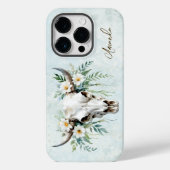 Romantische Boho Waterverf Bloemen Koe Schedel Case-Mate iPhone Case (Achterkant)