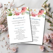 Romantische Boho Waterverf Bloemen Trouwprogramma