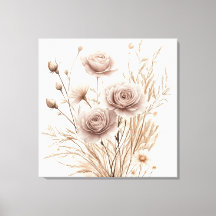 Romantische Boho Waterverf Floral Art Canvas Print