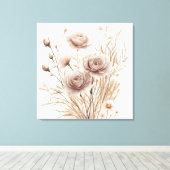 Romantische Boho Waterverf Floral Art Canvas Print (Insitu (Houten vloer))