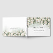 Romantische boho witte rozen en groen bruiloft gastenboek (Volledig)