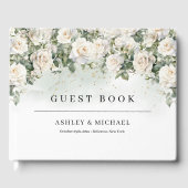 Romantische boho witte rozen en groen bruiloft gastenboek (Voorkant)