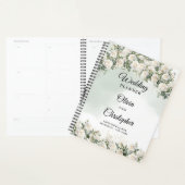 Romantische boho witte rozen en groen bruiloft planner (Display)