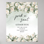 Romantische boho witte rozen Kies een stoel aan we Poster (Voorkant)