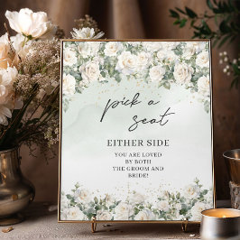 Romantische boho witte rozen Kies een stoel aan we Poster