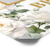 Romantische boho witte rozen vrijgezellenfeest fot poster (Hoek)