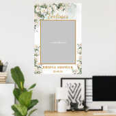 Romantische boho witte rozen vrijgezellenfeest fot poster (Thuiskantoor)