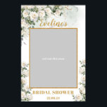 Romantische boho witte rozen vrijgezellenfeest fot poster<br><div class="desc">Romantisch boho witte rozen en groen vrijgezellenfeest foto prop selfie lijst, Romantisch populair nu bohemian design, geïnspireerd op de eeuwige witte rozen - pioenen - het symbool van liefde, weelderige bloementuin van zacht witte rozen pioenrozen, geweven in fris eucalyptus groen en geweven rond de fax gouden ovale lijst. Je wilt...</div>