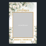 Romantische boho witte rozen vrijgezellenfeest fot poster<br><div class="desc">Romantisch boho witte rozen en groen vrijgezellenfeest foto prop selfie lijst, Romantisch populair nu bohemian design, geïnspireerd op de eeuwige witte rozen - pioenen - het symbool van liefde, weelderige bloementuin van zacht witte rozen pioenrozen, geweven in fris eucalyptus groen en geweven rond de fax gouden ovale lijst. Je wilt...</div>