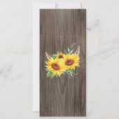 Romantische Boho Zonnebloemen Bruiloft Menu Kaart (Achterkant)