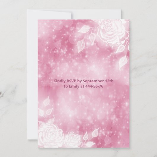 Romantische bokeh White roses Quinceañera Kaart (Achterkant)