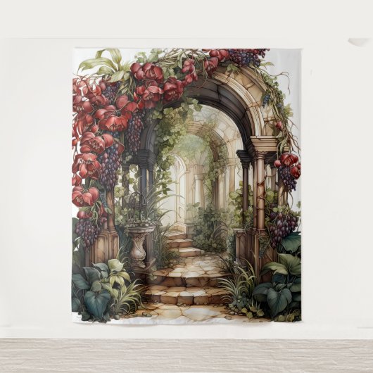 Romantische Boog Bruiloftshulpdak Wandkleed (Voorkant)