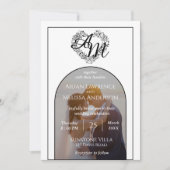 Romantische Boog Stijl Foto Zwart-wit bruiloft Kaart (Voorkant)