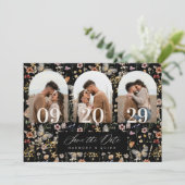 Romantische Boog Wilde Bloem Bewaar de Datum Foto Save The Date (Staand voorkant)