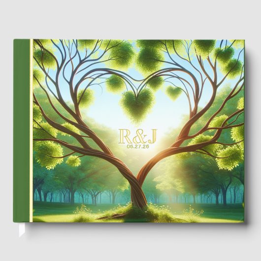 Romantische boom paar Monogram bruiloft Gastenboek (Voorkant)