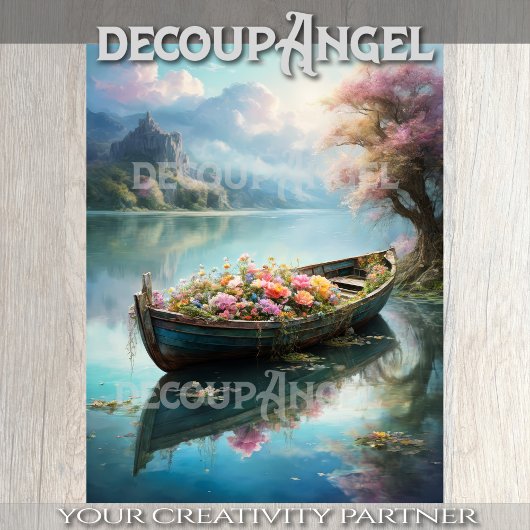 Romantische boot - Decoupage - Tissuepapier