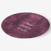 Romantische bordeaux glans feestelijke verjaardag papieren bordje (Gekanteld)