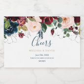 Romantische bordeaux, roze en midnight blue labels likeurfles etiket (Enkel label)