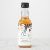 Romantische bordeaux, roze en midnight blue labels likeurfles etiket (Voorkant)