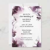 Romantische bordeaux wilde bloem bruiloft uitnodig kaart (Voorkant)