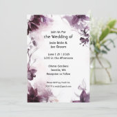 Romantische bordeaux wilde bloem bruiloft uitnodig kaart (Staand voorkant)