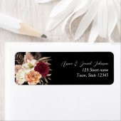 Romantische bordeaux zwart bruiloft etiket (Insitu)