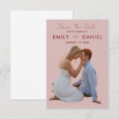 romantische bordeauxkleurige save the date kaart (Voorkant / Achterkant)