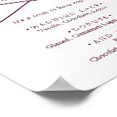 Romantische bordeauxkleurige tekst trouw desserts poster (Hoek)