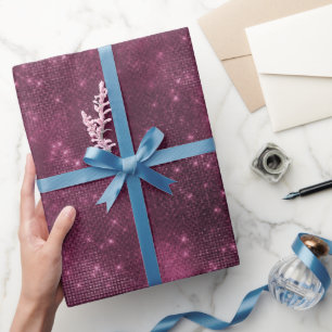 Romantische bordeauxrode sprankelende bruiloft cadeaupapier