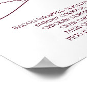 Romantische bordeauxrode tekst bruiloft hapjes poster (Hoek)
