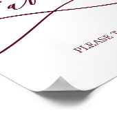 Romantische bordeauxrode tekst kalligrafie huwstca poster (Hoek)