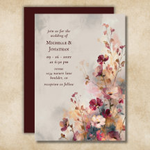 Romantische bordeauxrood aquarel wilde bloemen bru
